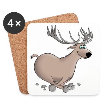Cerf - cerf - cerf - Dessous de verre (lot de 4) - blanc - Devant