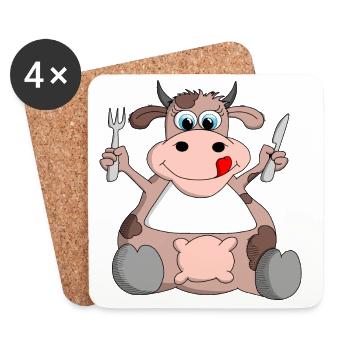 Ulkige Kuh hat Hunger - Untersetzer (4er-Set) - Weiß - Vorne