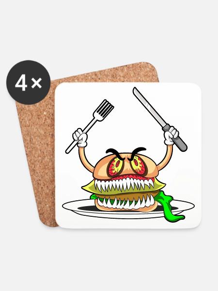 EVIL BURGER - Eat if you dare! - Untersetzer (4er-Set) - Weiß