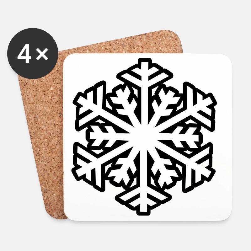 Schneeflocke - Untersetzer (4er-Set) - Weiß