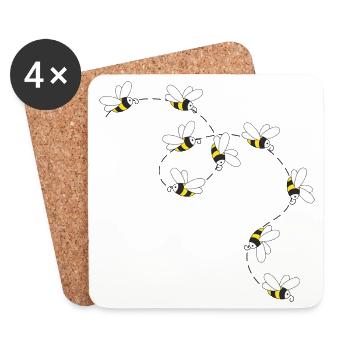 Bienen fliegen - Untersetzer (4er-Set) - Weiß - Vorne