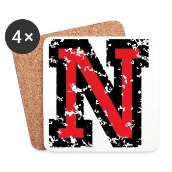 N (Vintage Rot) Buchstabe N - Untersetzer (4er-Set) - Weiß - Vorne