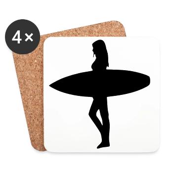 Surfergirl - Untersetzer (4er-Set) - Weiß - Vorne