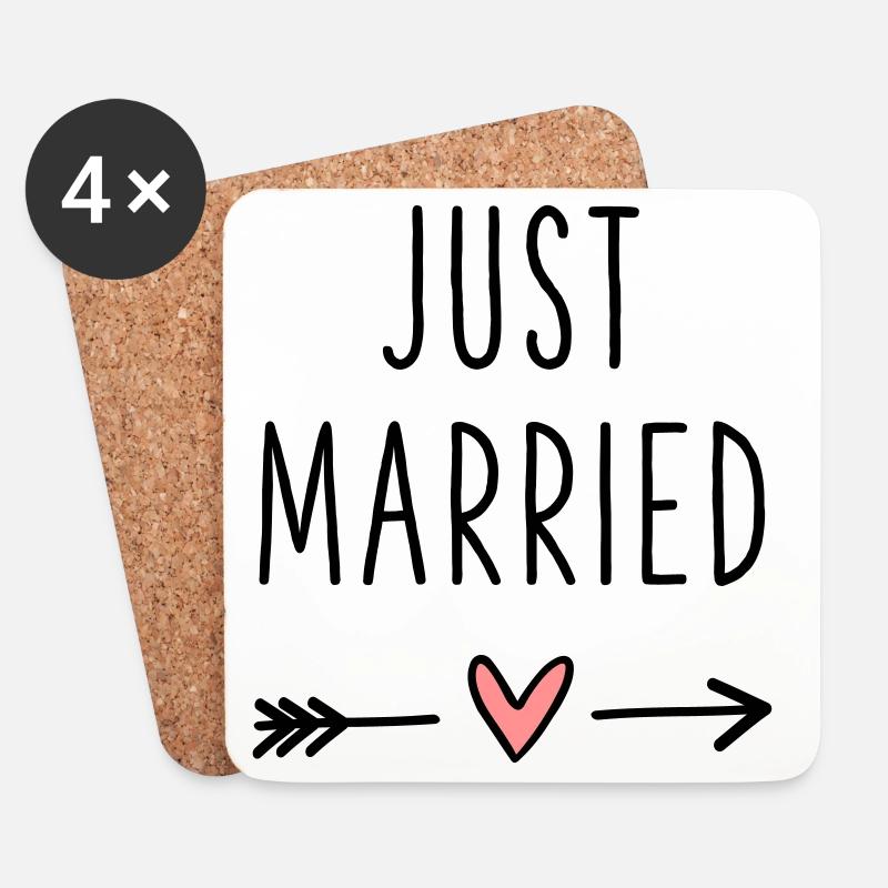 Just Married Herz Pfeil Liebe Hochzeitsreise - Untersetzer (4er-Set) - Weiß
