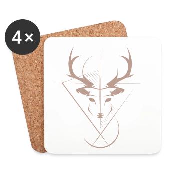 Hirsch Elch Symbol Logo icon Grafik Tiere Geweih - Untersetzer (4er-Set) - Weiß - Vorne