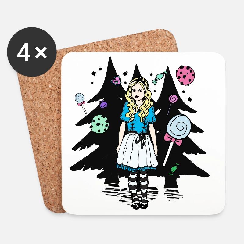 Zuckerstadt Alice im Wald - Untersetzer (4er-Set) - Weiß