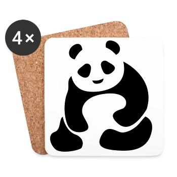 Panda Bear Panda Baby - Coasters (set of 4) - white - Front