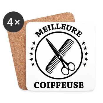 Meilleure Coiffeuse - Dessous de verre (lot de 4) - blanc - Devant