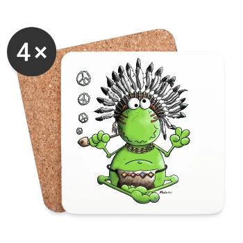Peace Frosch - Untersetzer (4er-Set) - Weiß - Vorne