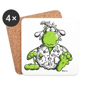 Grenouille en vêtements de mouton - Dessous de verre (lot de 4) - blanc - Devant