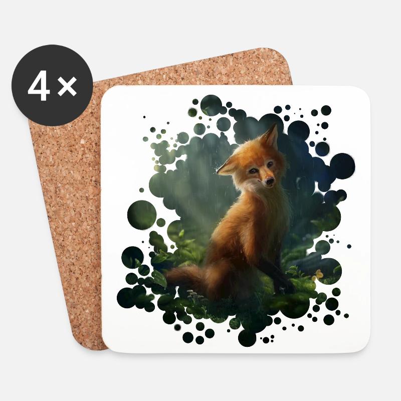 Kleiner Fuchs (Fox) - Untersetzer (4er-Set) - Weiß