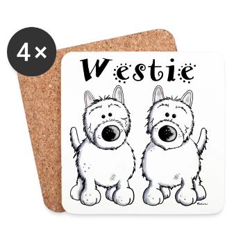 Mignon West Highland Terrier - Dessous de verre (lot de 4) - blanc - Devant