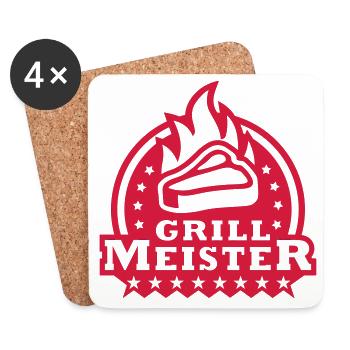 Grill-Meister Abzeichen - Untersetzer (4er-Set) - Weiß - Vorne
