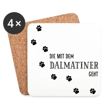 Die mit dem Dalmatiner geht - Hundepfoten - Untersetzer (4er-Set) - Weiß - Vorne