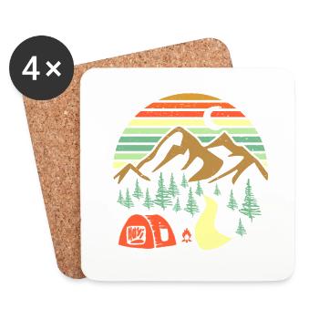 Camping Outdoor montagnes nature cadeau idée cadeau - Dessous de verre (lot de 4) - blanc - Devant
