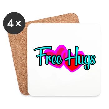 Free hugs! Liebe Zuneigung Umarmung Vertrauen - Untersetzer (4er-Set) - Weiß - Vorne