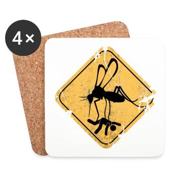 Moskito Mücke Straßenschild Gefahr Geschenkidee - Untersetzer (4er-Set) - Weiß - Vorne