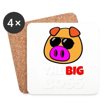 Schwein Boss Chef Vorgesetzter Geschenkidee - Untersetzer (4er-Set) - Weiß - Vorne