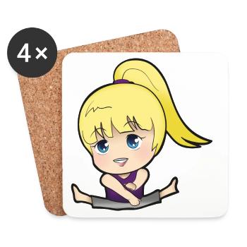 Chibi Anime Manga Splitkick - Dessous de verre (lot de 4) - blanc - Devant