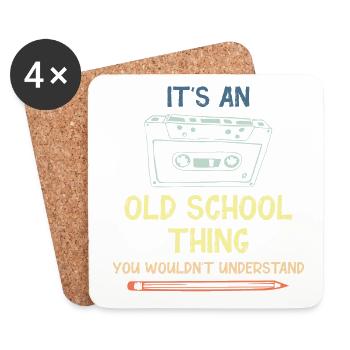 Oldschool old school 90s Geschenkidee nineties - Untersetzer (4er-Set) - Weiß - Vorne