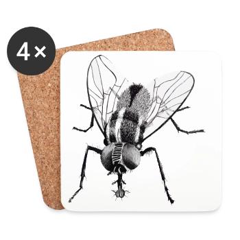 Black Bow Tie - Coasters (set of 4) - white - Front
