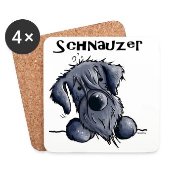 Süßer Schnauzer - Untersetzer (4er-Set) - Weiß - Vorne