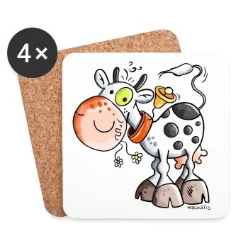 Niedliche Kuh - Untersetzer (4er-Set) - Weiß - Vorne