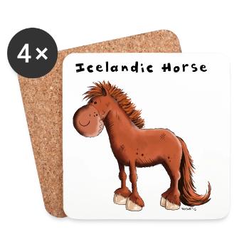 Cheval islandais - Dessous de verre (lot de 4) - blanc - Devant