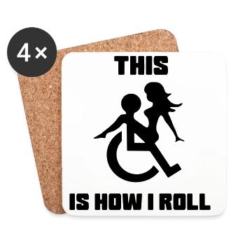 Zum Beispiel rolle ich mich in meinem Rollstuhl mit einer Dame auf meinem Schoß herum # - Untersetzer (4er-Set) - Weiß - Vorne
