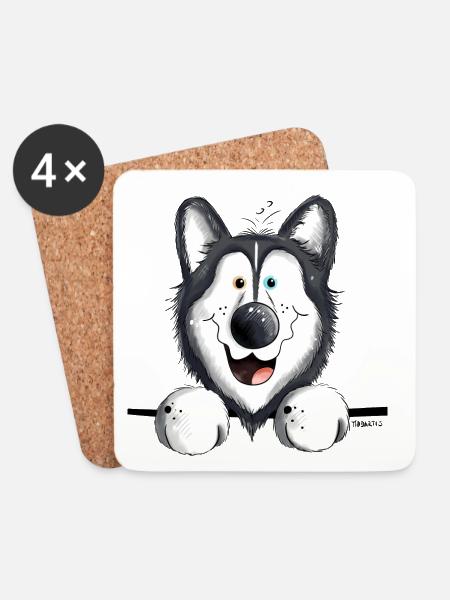 Neugieriger Husky - Untersetzer (4er-Set) - Weiß