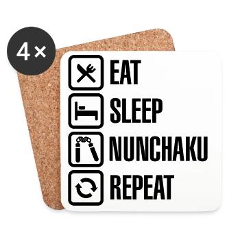 Eat Sleep Nunchaku Repeat - Untersetzer (4er-Set) - Weiß - Vorne