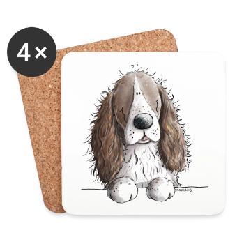 Englischer Springer Spaniel I Comic Hund Geschenk - Untersetzer (4er-Set) - Weiß - Vorne
