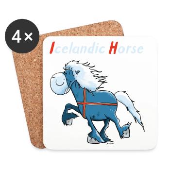 Icelandic horse on tour - Coasters (set of 4) - white - Front