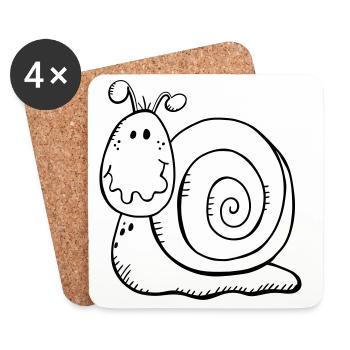 Lustige Schnecke - Schnecken - Natur - Wildnis - Untersetzer (4er-Set) - Weiß - Vorne