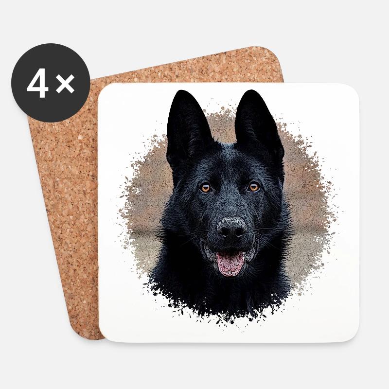 Schwarzer Schäferhund - Untersetzer (4er-Set) - Weiß