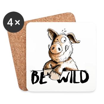 Be Wild Eber - Schwein - Keiler - Untersetzer (4er-Set) - Weiß - Vorne