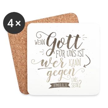 Wenn Gott Für Uns Ist - Untersetzer (4er-Set) - Weiß - Vorne