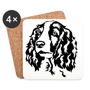 Tête d'épagneul Springer gallois - Dessous de verre (lot de 4) - blanc - Devant