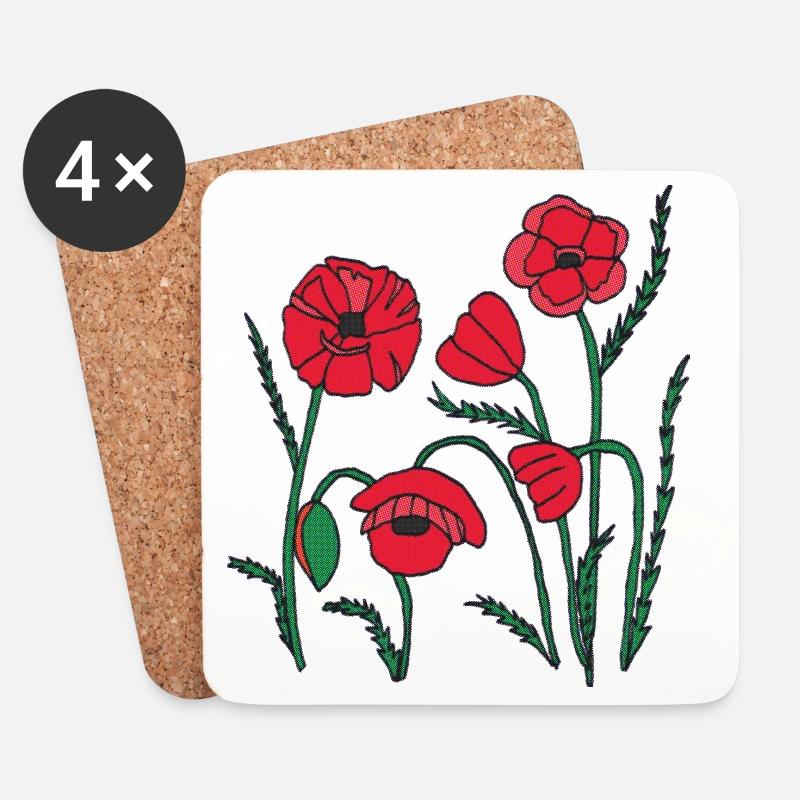 Mohn - Untersetzer (4er-Set) - Weiß