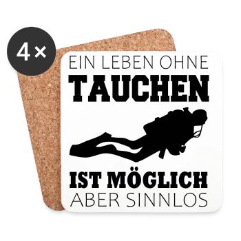 Taucher Tauchen - Untersetzer (4er-Set) - Weiß - Vorne