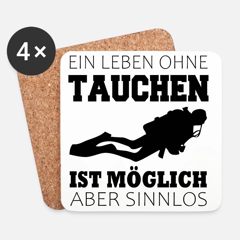 Taucher Tauchen - Untersetzer (4er-Set) - Weiß