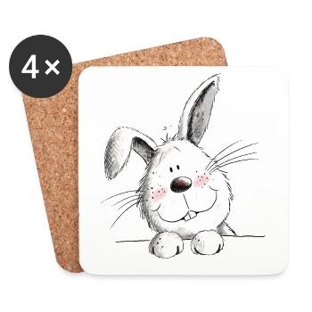 Funny rabbit I rabbit motif rabbit - Coasters (set of 4) - white - Front
