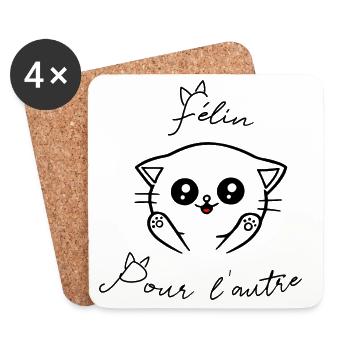 Félin pour l'autre - Dessous de verre (lot de 4) - blanc - Devant