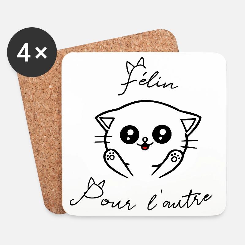 Katze für den anderen - Untersetzer (4er-Set) - Weiß