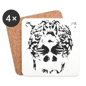 Jaguar head in grey color - Coasters (set of 4) - white - Front