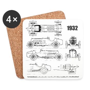 Formel eins 1932 schwarz - Untersetzer (4er-Set) - Weiß - Vorne