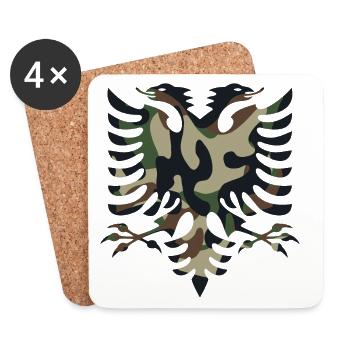 Couleurs de camouflage du drapeau de l'Albanie - Dessous de verre (lot de 4) - blanc - Devant