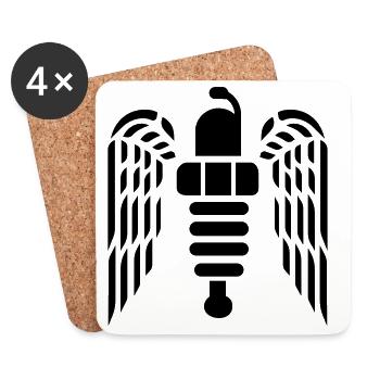 Spark plug emblem with large wings - Coasters (set of 4) - white - Front