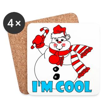 Snowmen I'm cool as ice - Coasters (set of 4) - white - Front
