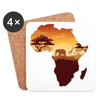 African Safari Map - Coasters (set of 4) - white - Front